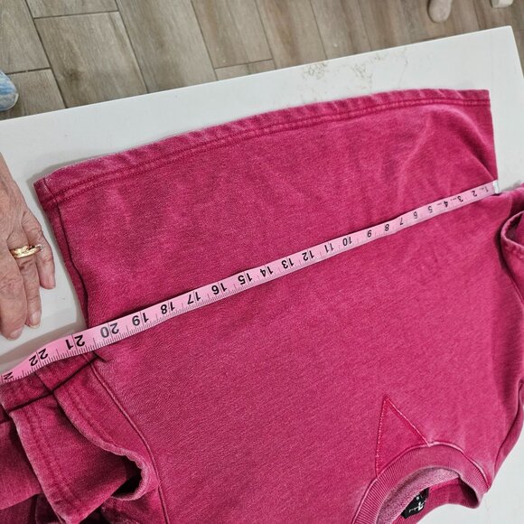 NEW! 7 For All Mankind Berry Cropped Ruffle Sleeve Sweatshirt Medium - Picture 7 of 14